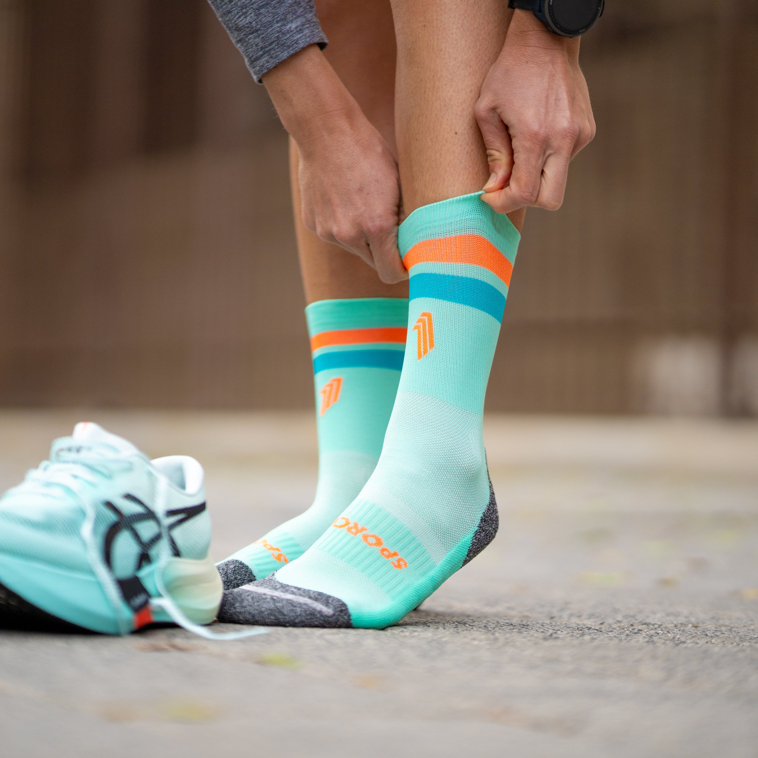PRO GREEN ORANGE - CALCETÍN RUN ULTRALIGHT
