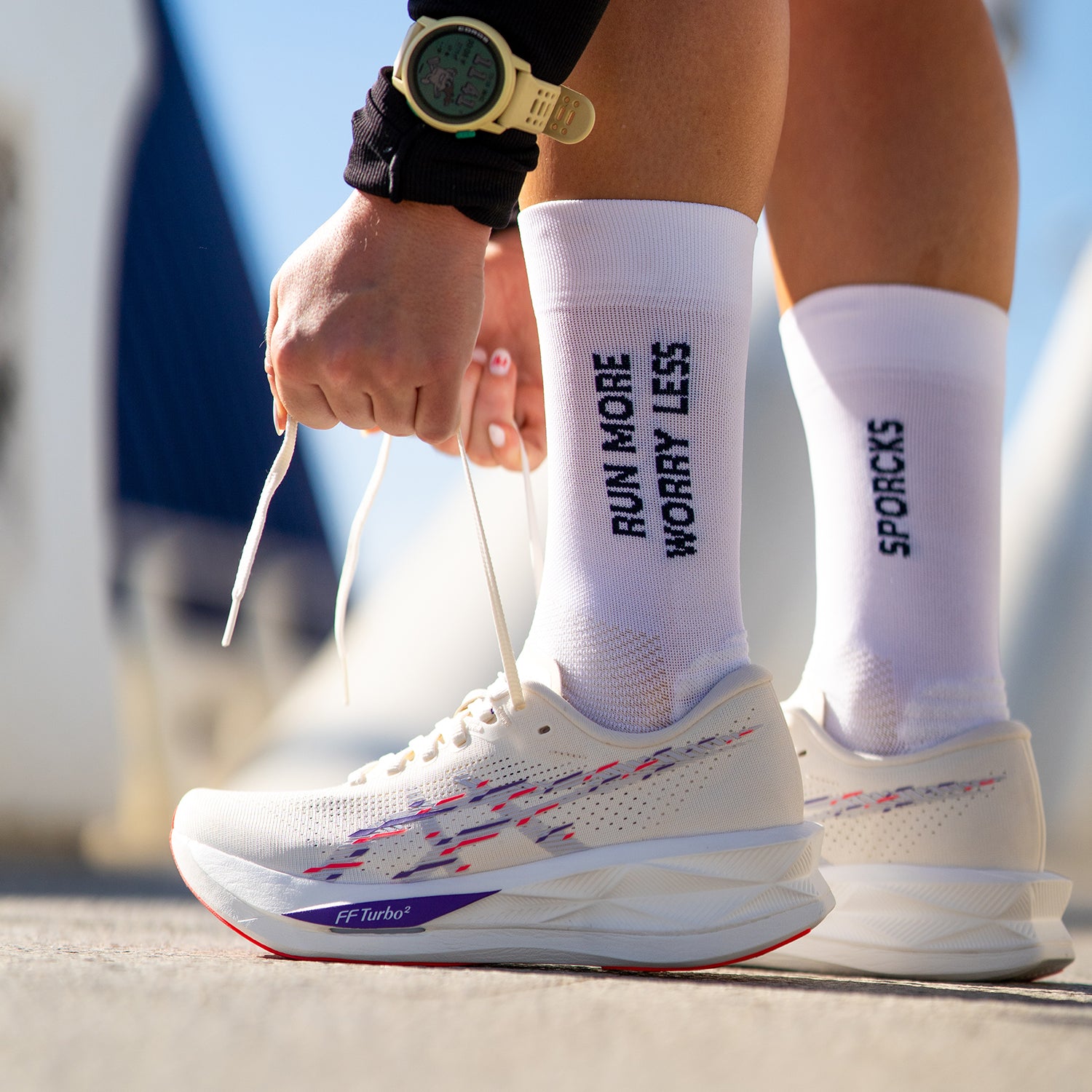 RUN MORE WHITE - RUNNING SOCKS