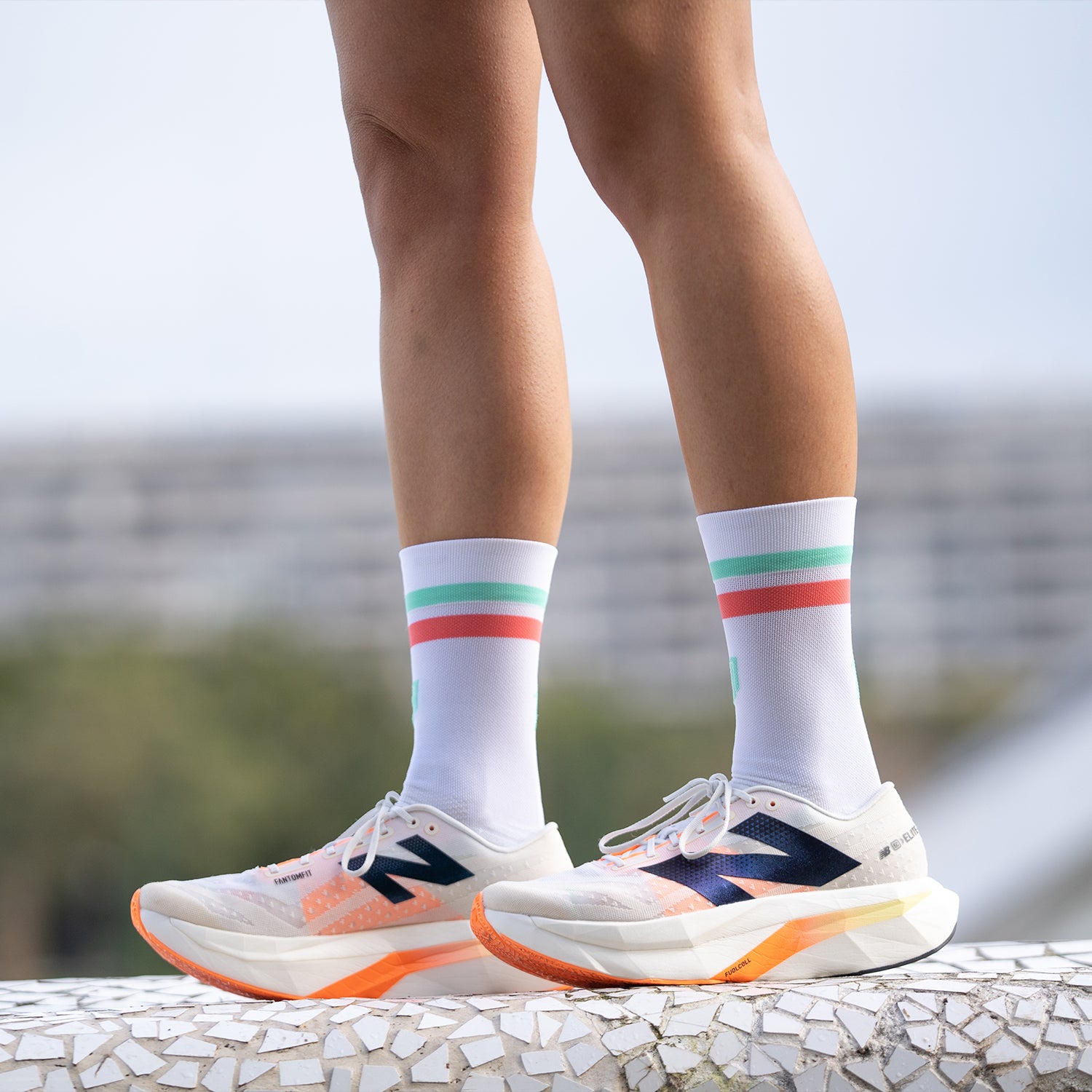 PRO WHITE GREEN - CALCETÍN RUNNING