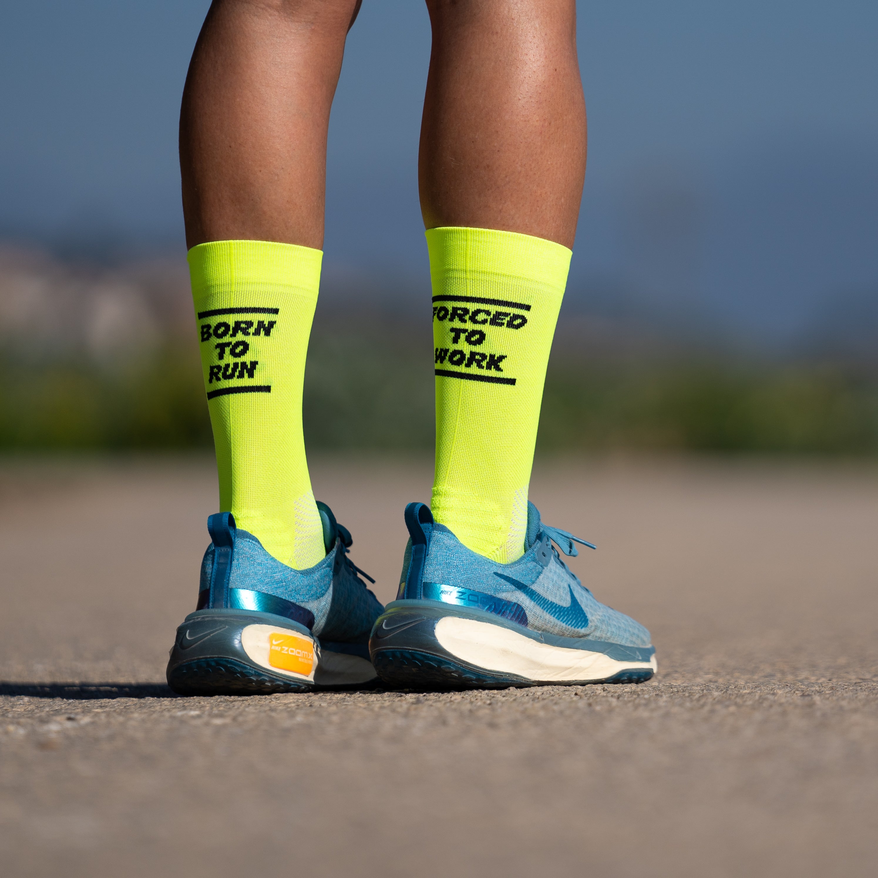 BORN TO RUN YELLOW RUNNING SOCKS XS 35 37