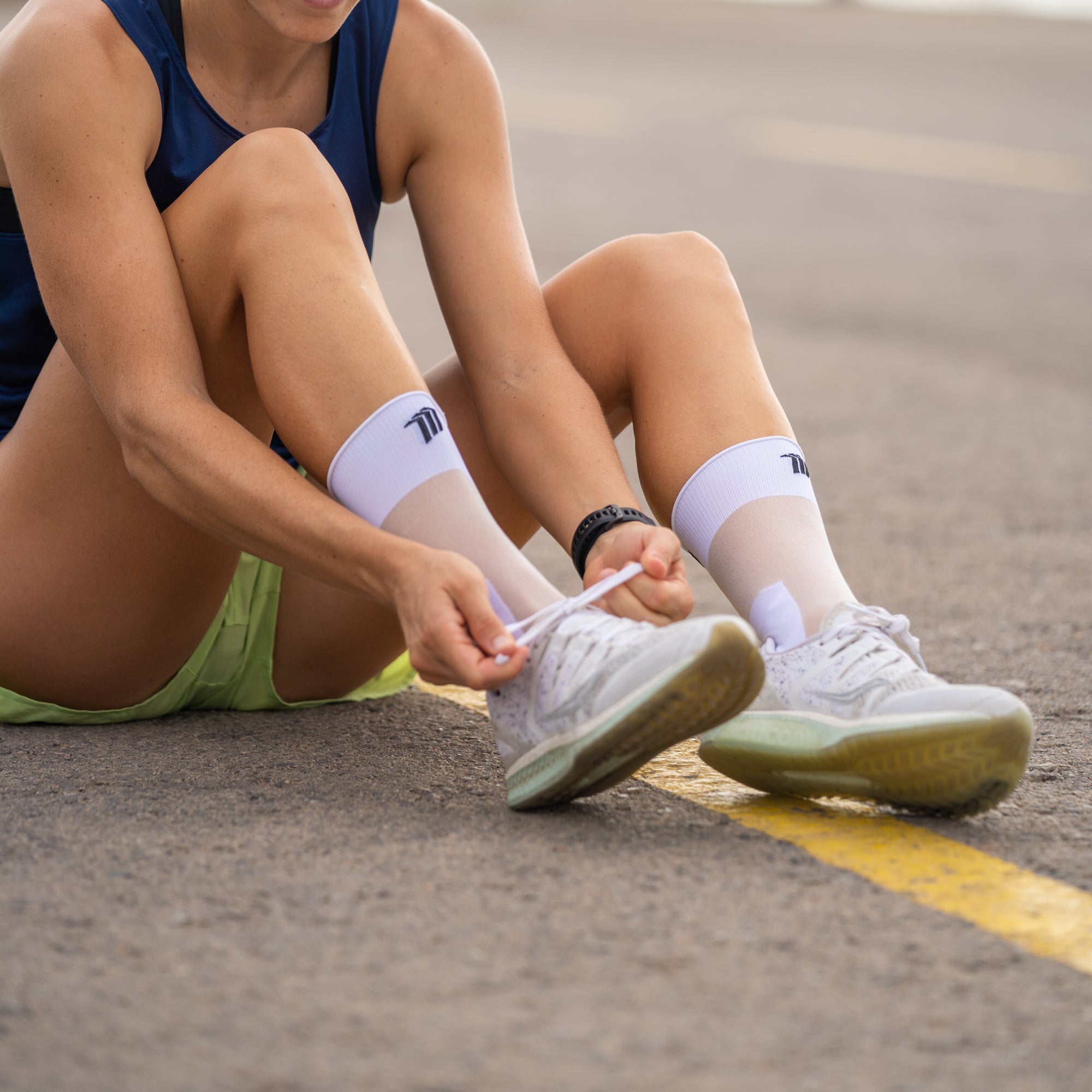 MARATHON WHITE- CALCETÍN RUNNING